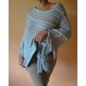 Nostalgic Pastel Sweater Poncho